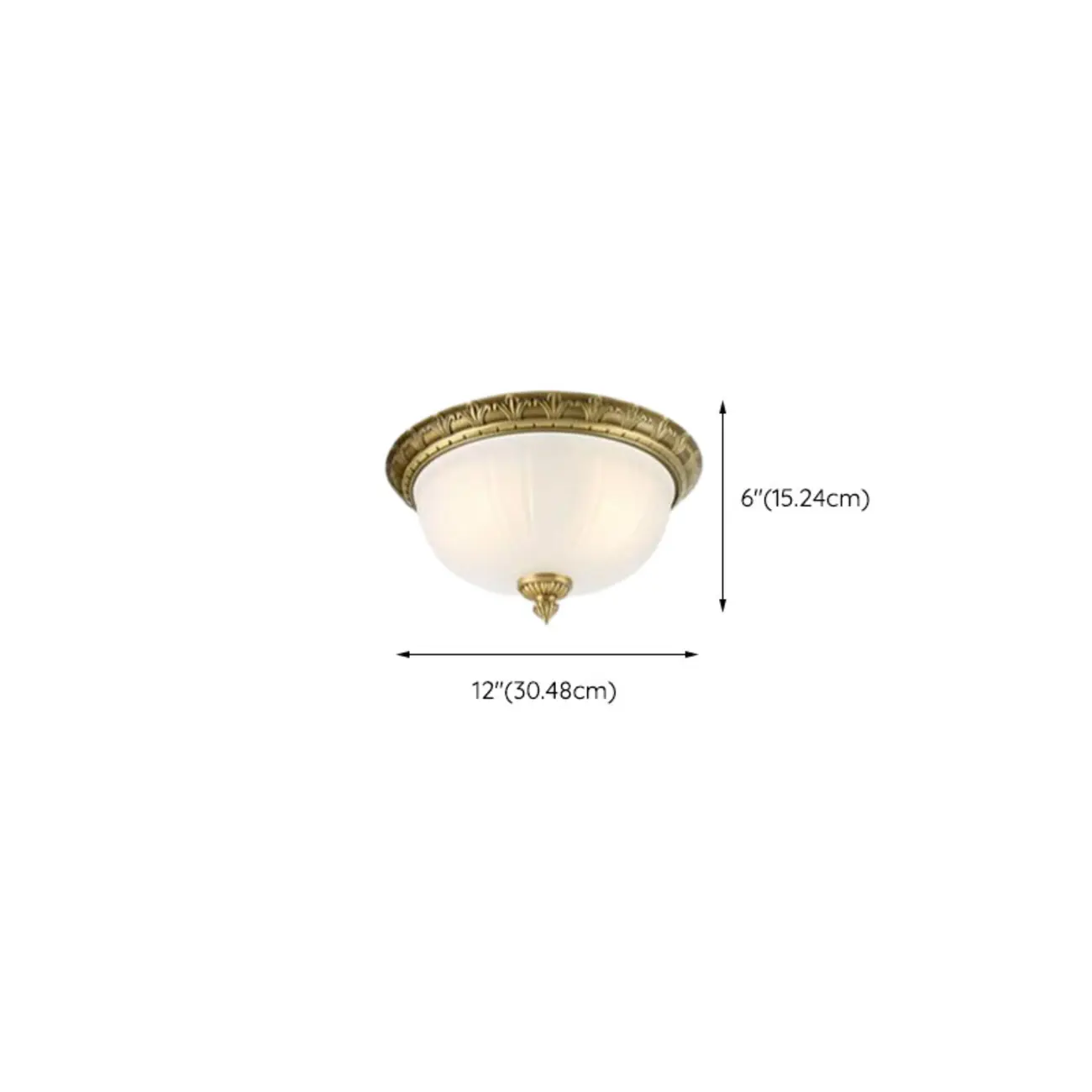 Victorian White Glass Brass Dome Flush Mount Light Image - 24 | homeyfad