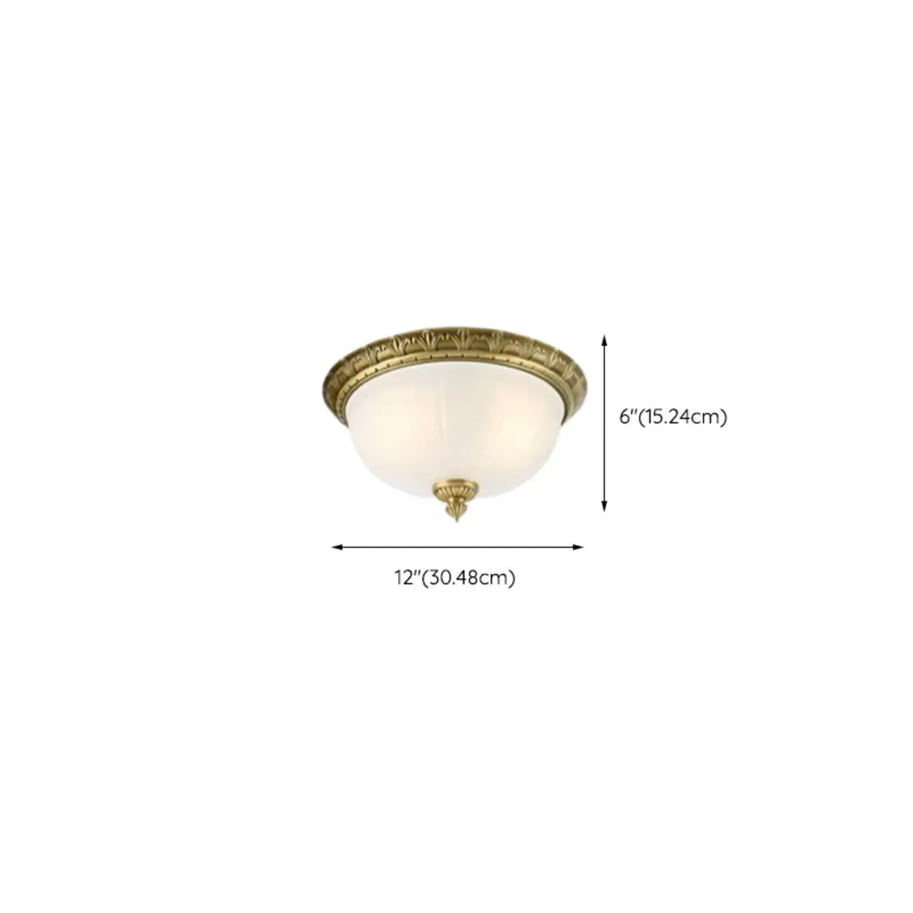 Victorian White Glass Brass Dome Flush Mount Light Image - 24