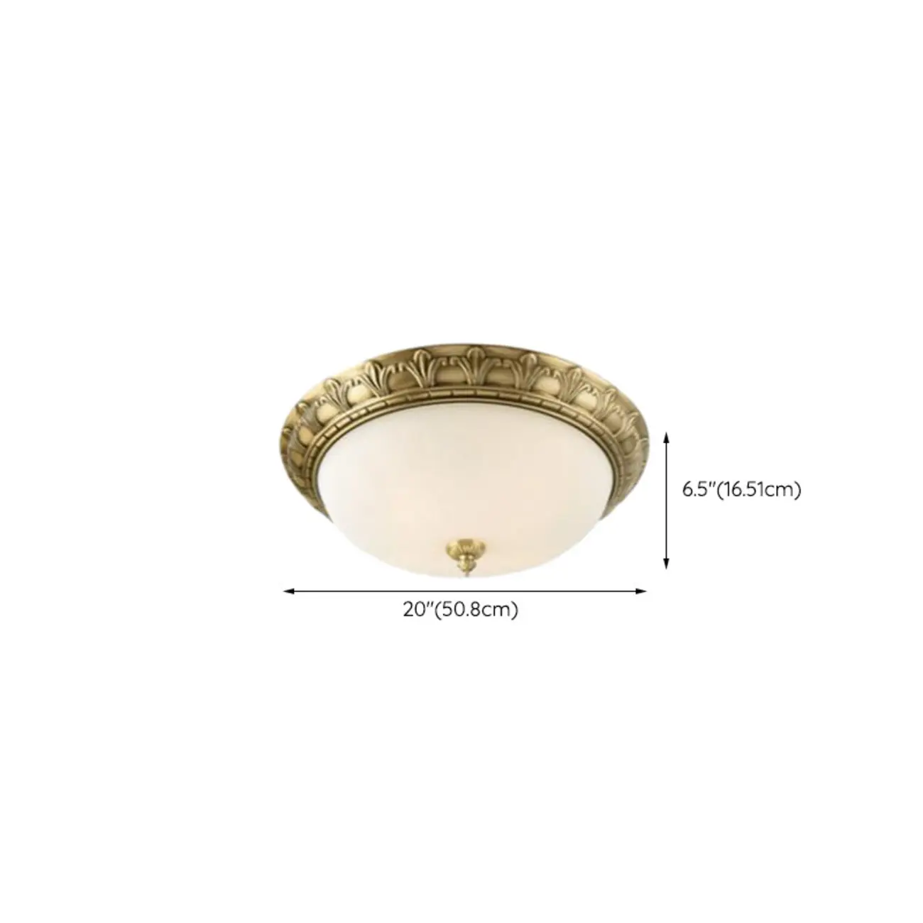 Victorian White Glass Brass Dome Flush Mount Light Image - 26 | homeyfad