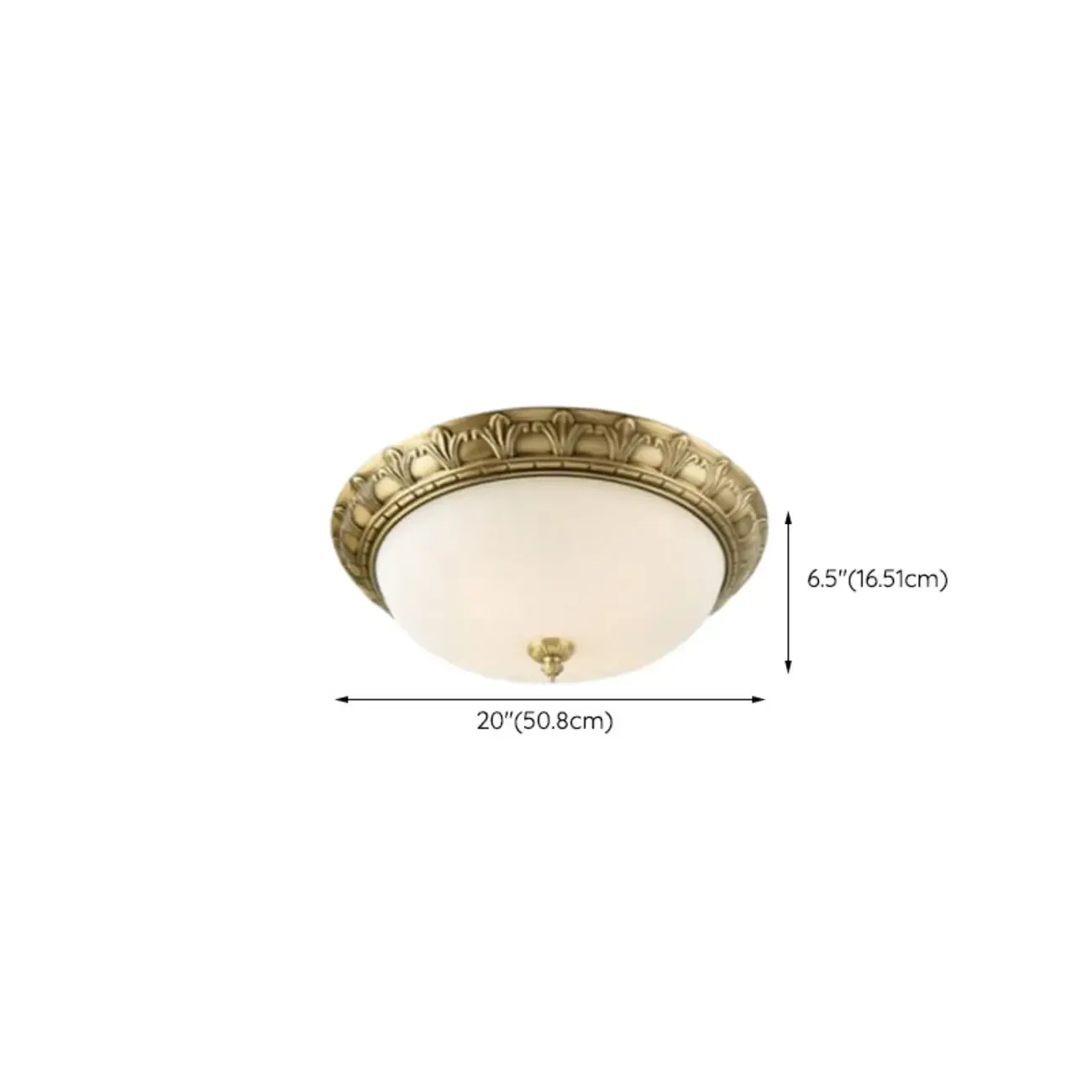 Victorian White Glass Brass Dome Flush Mount Light Image - 26