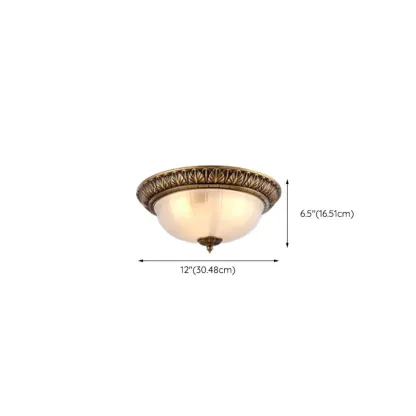 Victorian White Glass Brass Dome Flush Mount Light Image - 30