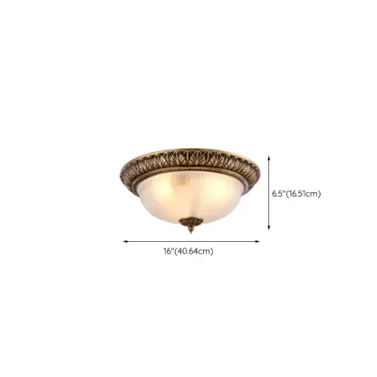 Victorian White Glass Brass Dome Flush Mount Light Image - 31