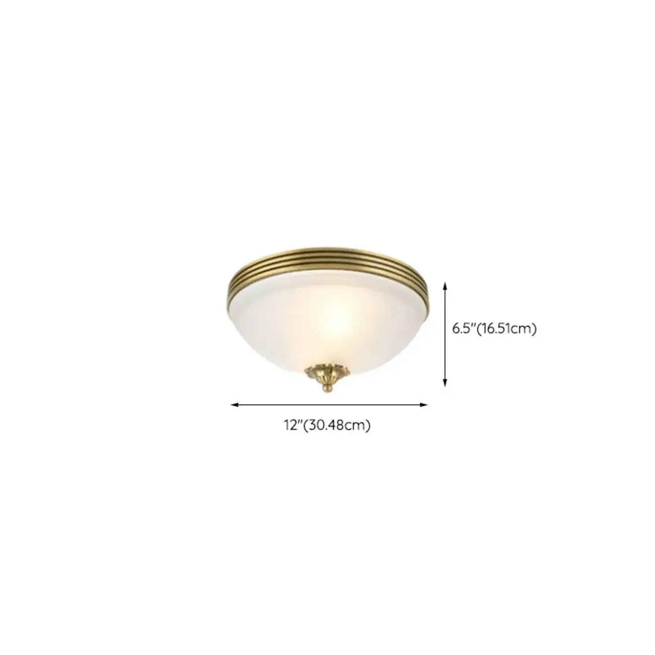 Victorian White Glass Brass Dome Flush Mount Light Image - 33