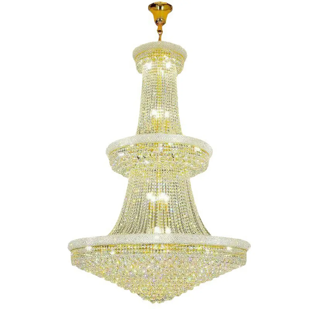 Gold Crystal Cone Glass Crystal Bead Modern Chandelier Image - 8 | homeyfad