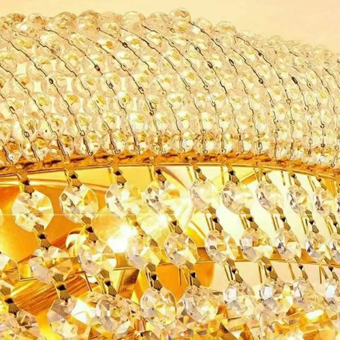 Gold Crystal Cone Glass Crystal Bead Modern Chandelier Image - 9