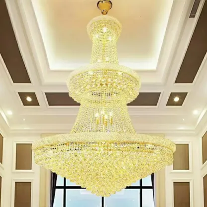 Gold Crystal Cone Glass Crystal Bead Modern Chandelier Image - 5
