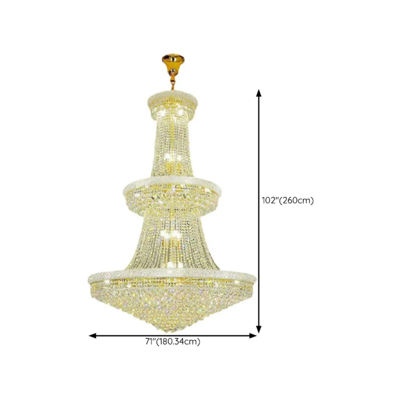 Gold Crystal Cone Glass Crystal Bead Modern Chandelier Image - 16 | homeyfad