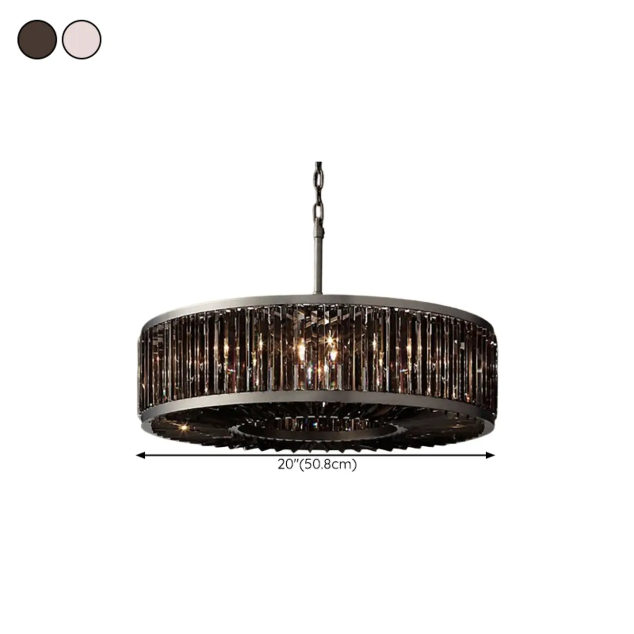 Modern Adjustable Round Black Metal Crystal Drum Chandelier #size | homeyfad