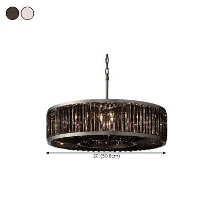 Modern Adjustable Round Black Metal Crystal Drum Chandelier #size