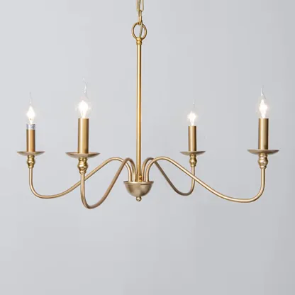Gold Linear Metal Minimalist Modern Chandelier Light Image - 9
