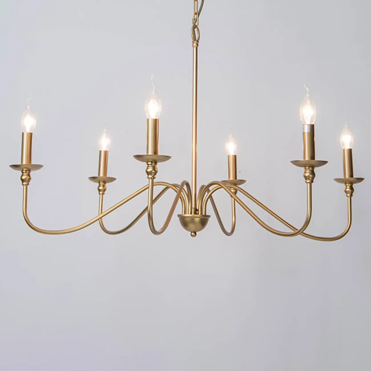 Gold Linear Metal Minimalist Modern Chandelier Light Image - 11