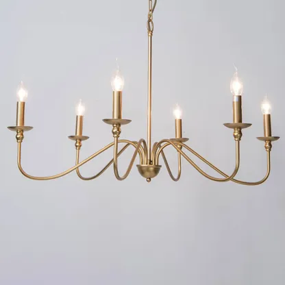 Gold Linear Metal Minimalist Modern Chandelier Light Image - 11