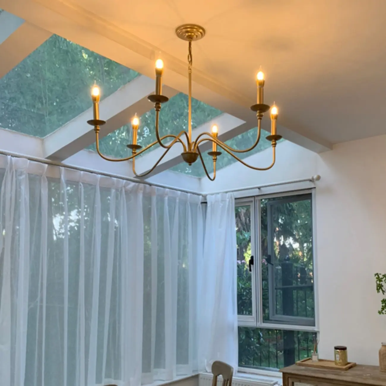 Gold Linear Metal Minimalist Modern Chandelier Light Image - 6 | homeyfad