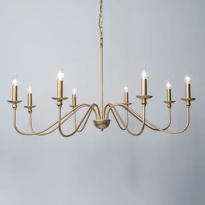 Gold Linear Metal Minimalist Modern Chandelier Light Image - 13