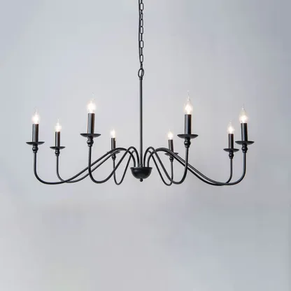 Gold Linear Metal Minimalist Modern Chandelier Light Image - 14