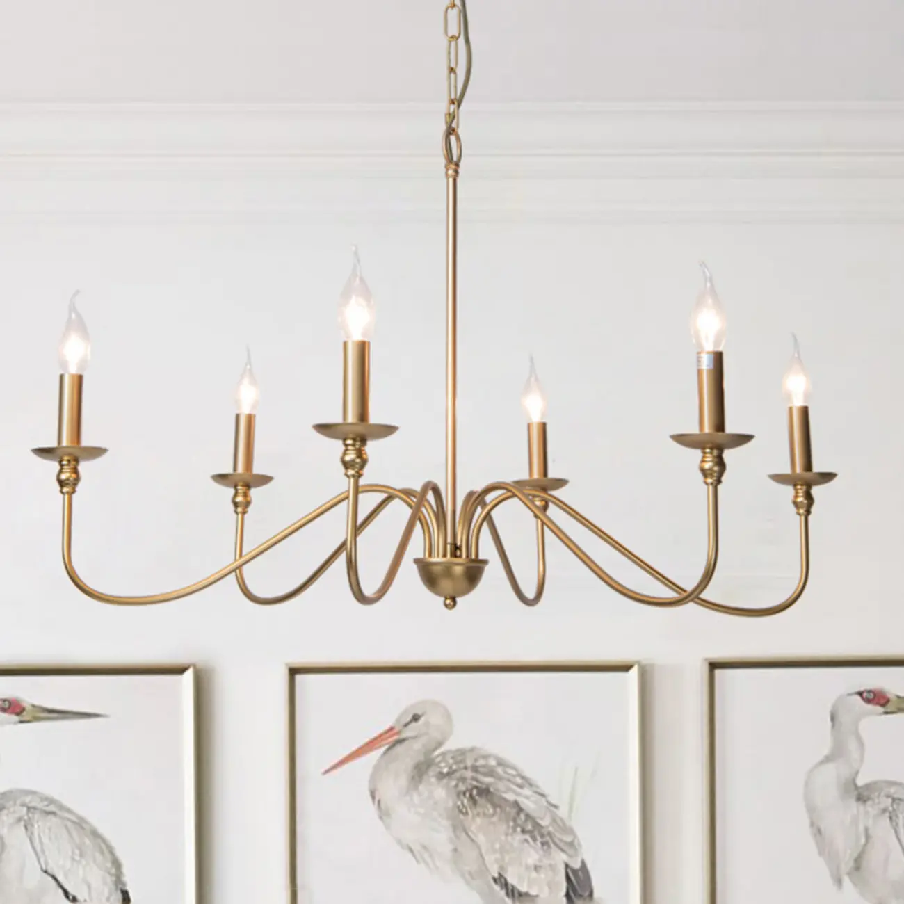 Gold Linear Metal Minimalist Modern Chandelier Light Image - 4 | homeyfad