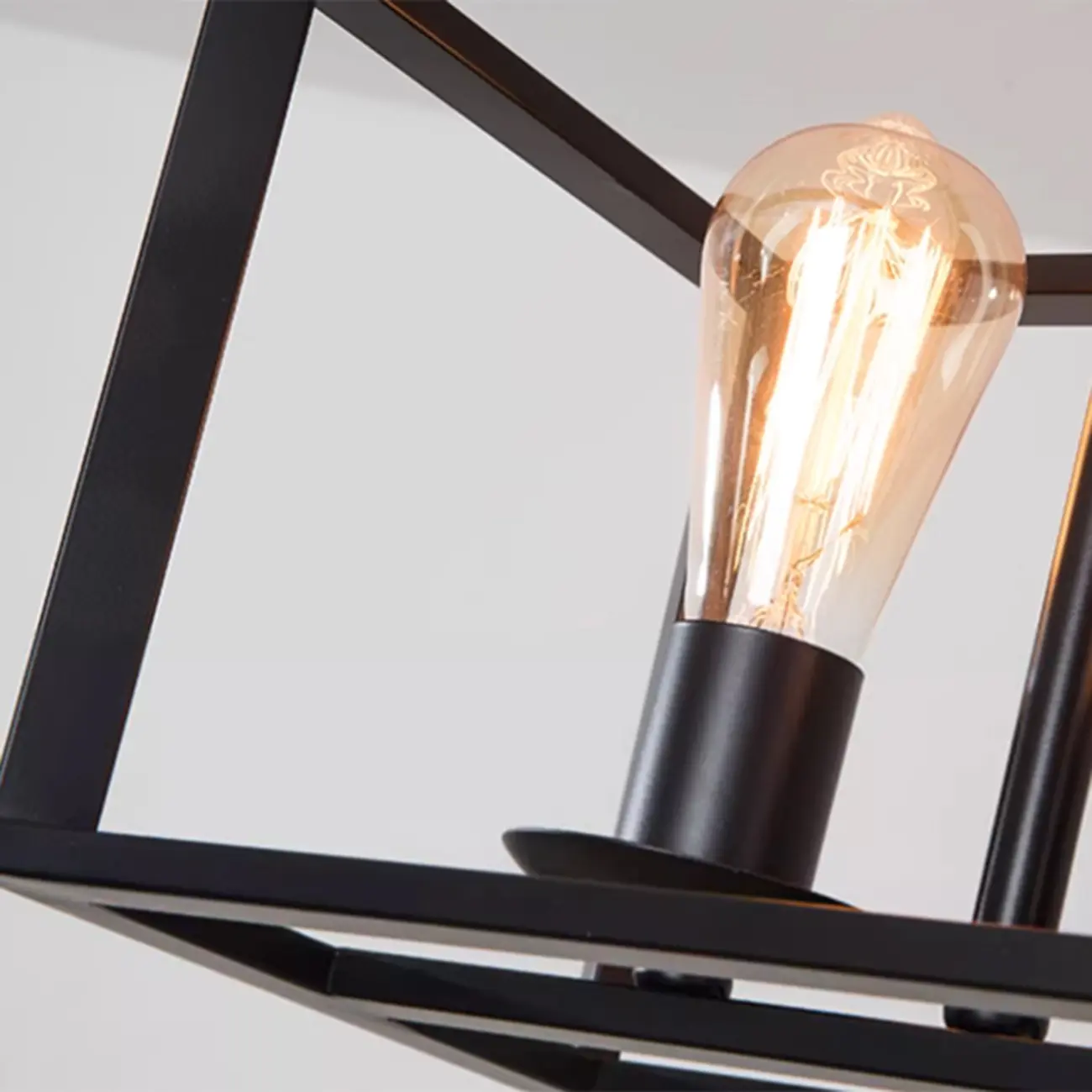 Industrial Rectangle Black Metal Adjustable Kitchen Island Light Image - 12 | homeyfad