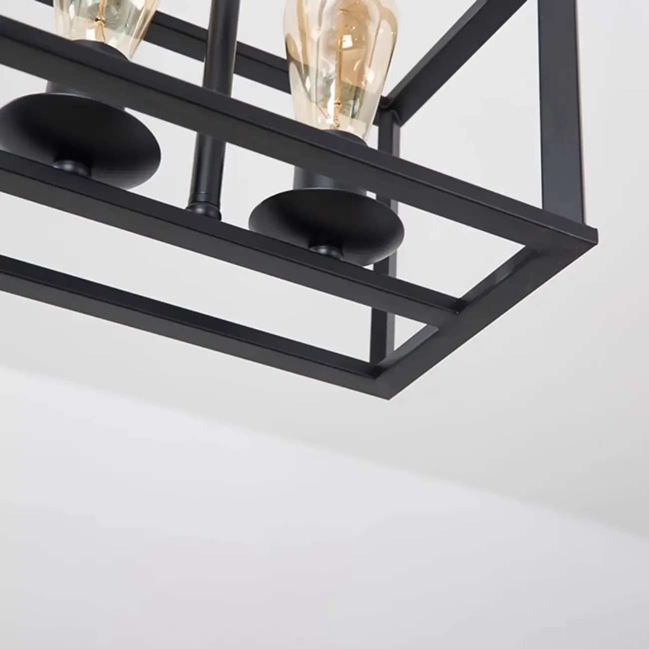 Industrial Rectangle Black Metal Adjustable Kitchen Island Light Image - 13