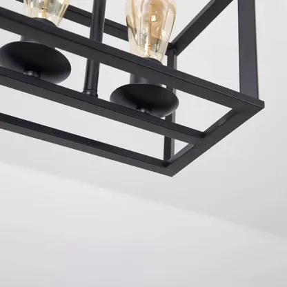 Industrial Rectangle Black Metal Adjustable Kitchen Island Light Image - 13