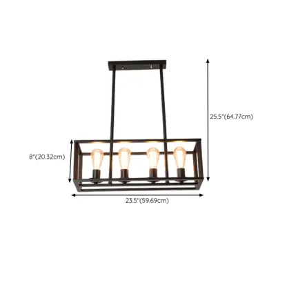 Industrial Rectangle Black Metal Adjustable Kitchen Island Light #size