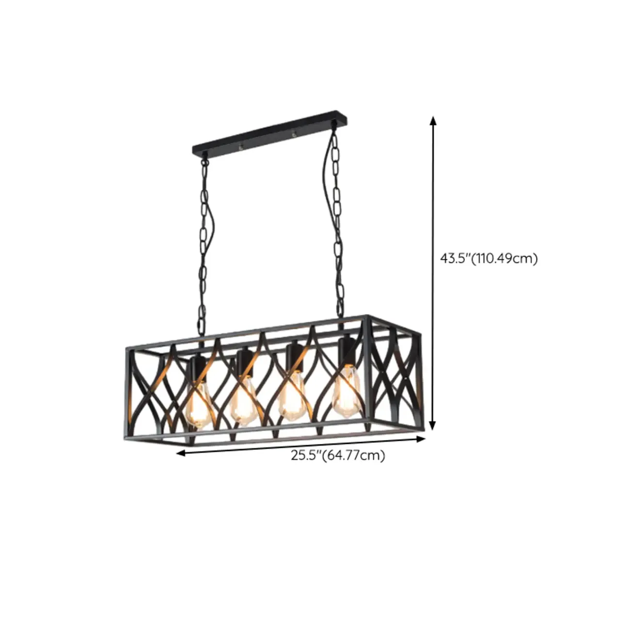Industrial Rectangle Black Metal Adjustable Kitchen Island Light Image - 16