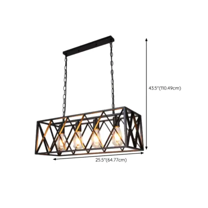 Industrial Rectangle Black Metal Adjustable Kitchen Island Light Image - 19