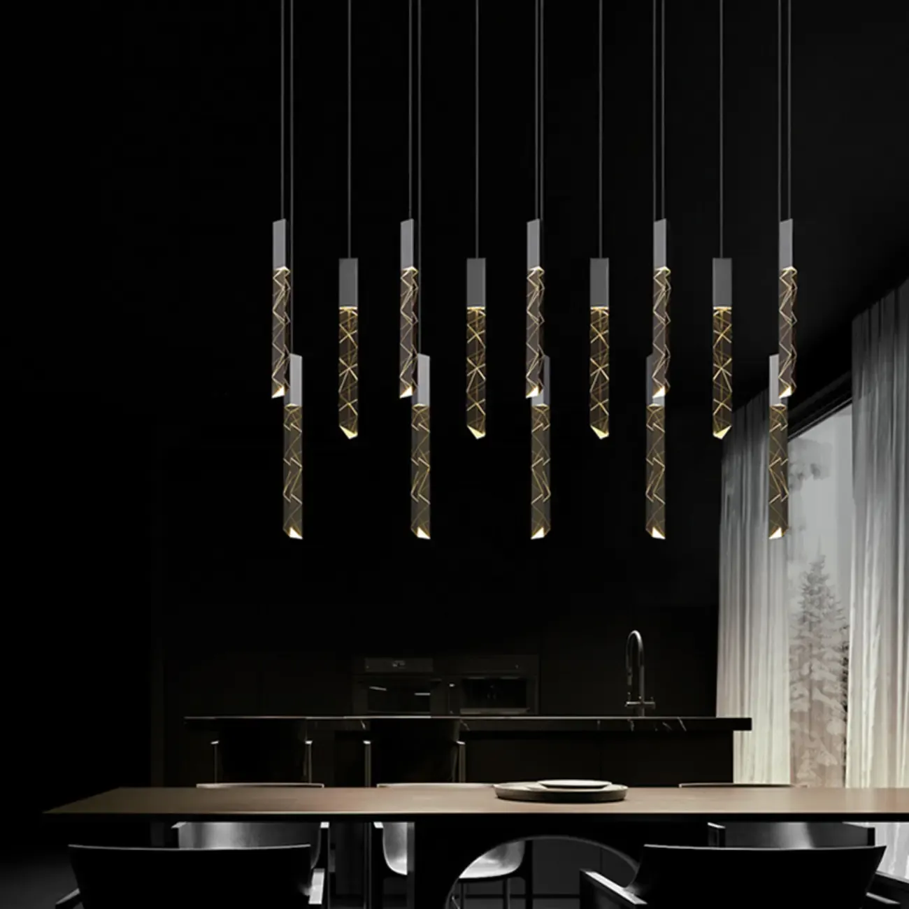 Trendy Modern Adjustable Crystal Pendant Light Image - 2