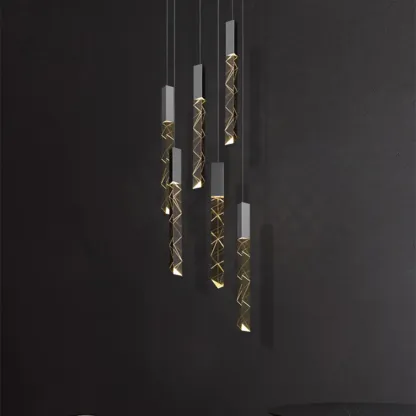 Trendy Modern Adjustable Crystal Pendant Light Image - 6