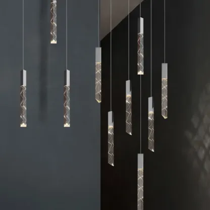 Trendy Modern Adjustable Crystal Pendant Light Image - 8