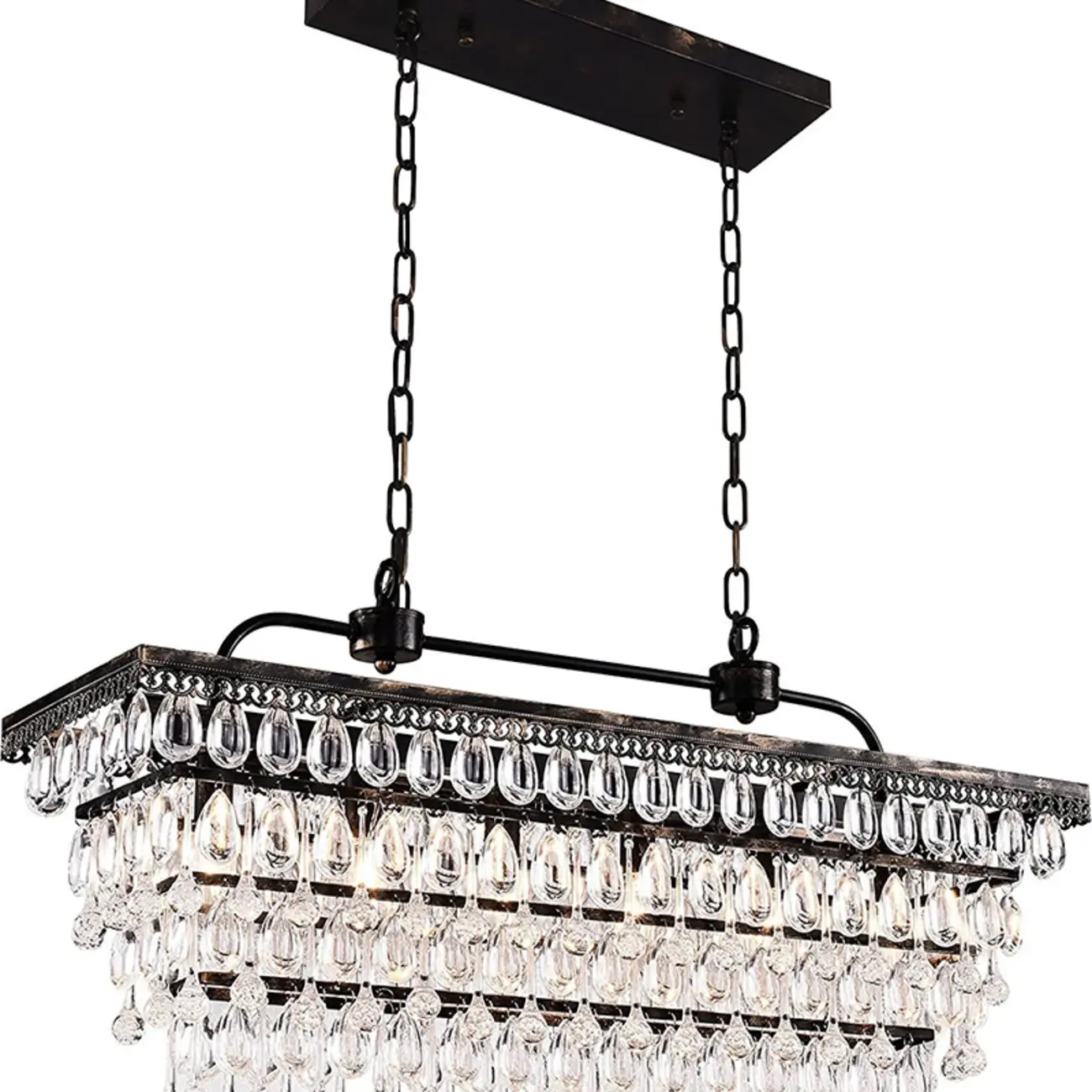 Contemporary Crystal Matte Black Island Pendant Light Image - 8 | homeyfad