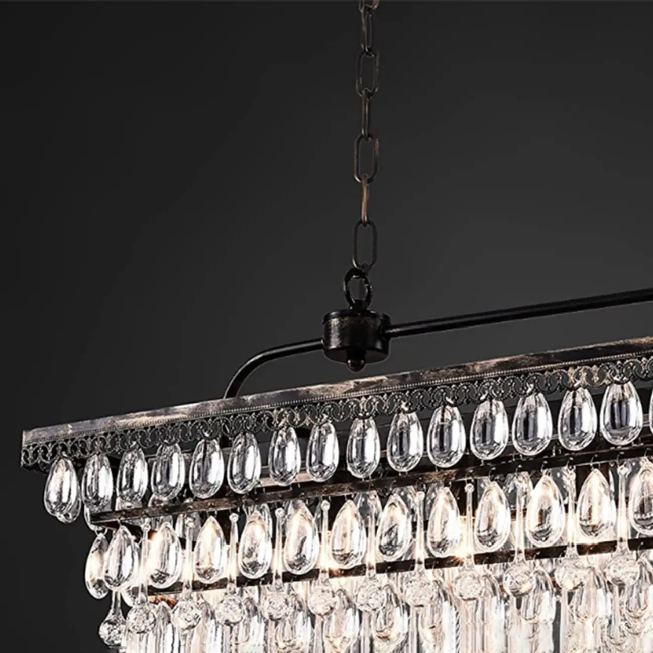 Contemporary Crystal Matte Black Island Pendant Light Image - 11 | homeyfad
