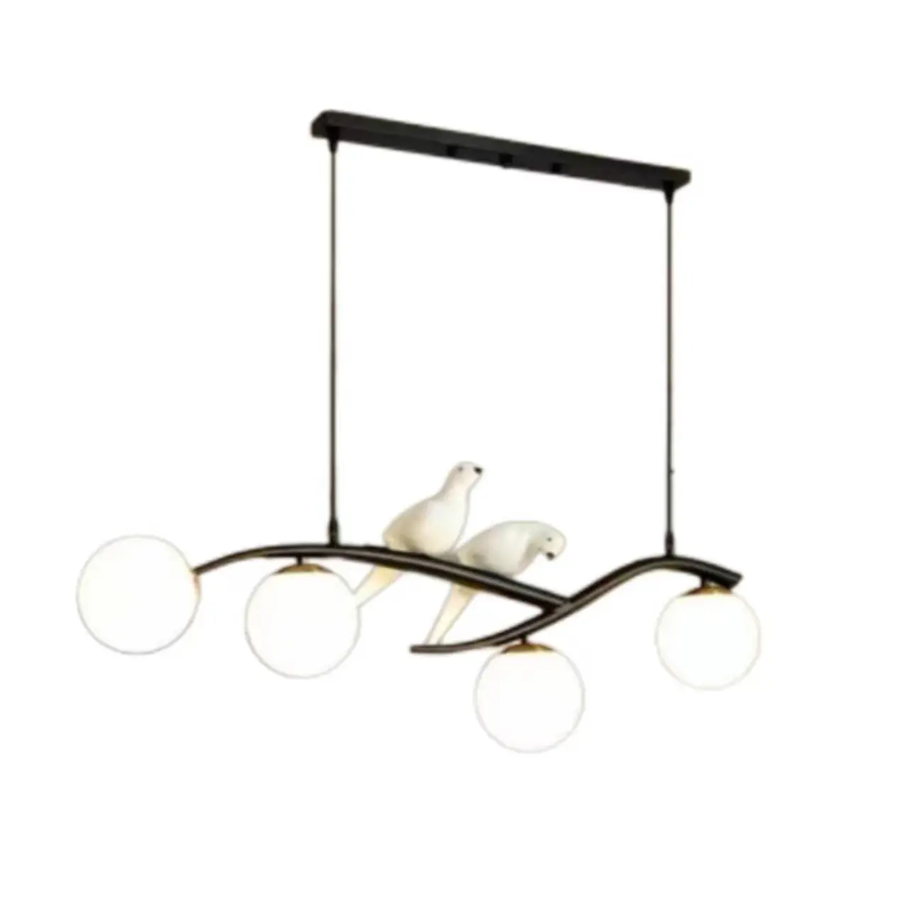 Adjustable Black/Gold 4-Light Pendant Light with Birds Image - 8 | homeyfad