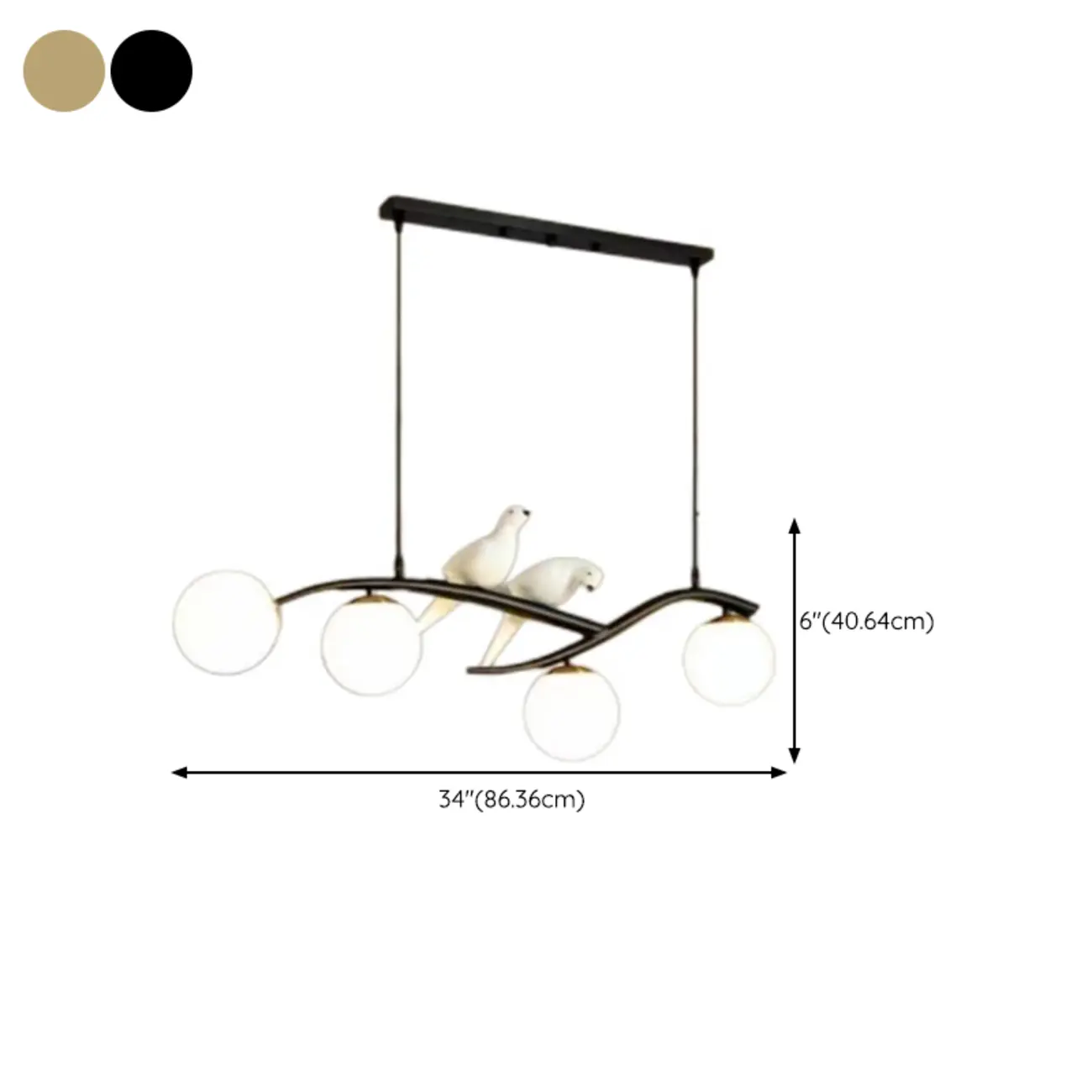 Adjustable 4-Light Island Pendant Light with Birds Decor for Kitchen #size