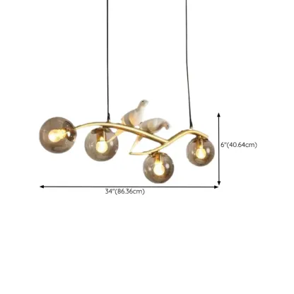 Adjustable Black/Gold 4-Light Pendant Light with Birds Image - 10