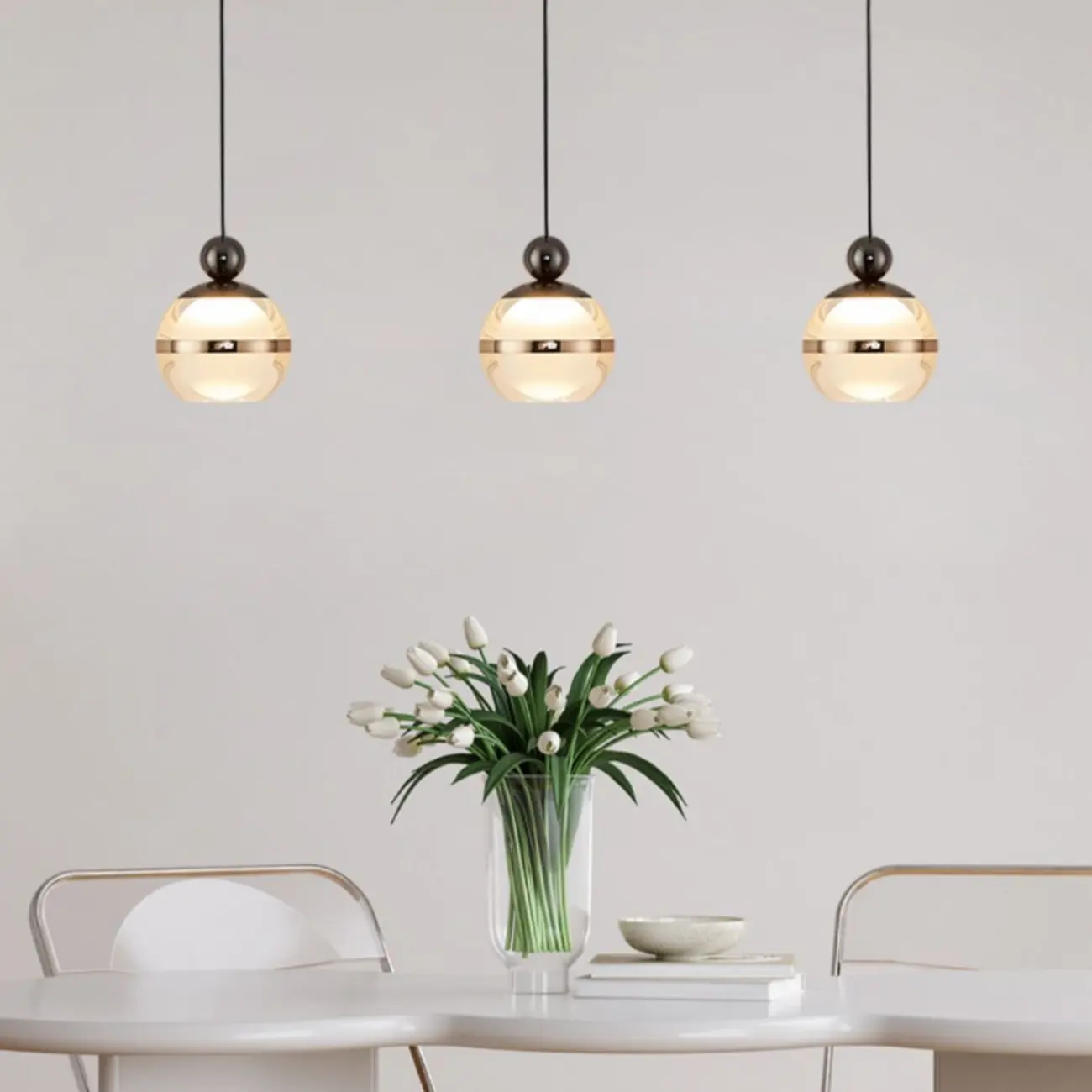 Modern Gold Glass Adjustable Island Pendant Light for Dining Area Image - 2 | homeyfad