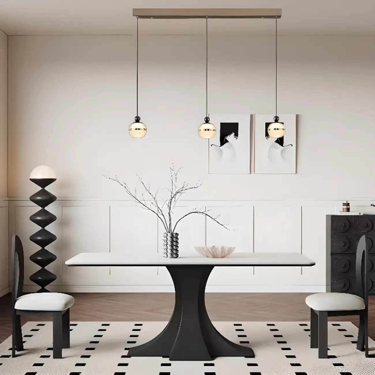 Modern Gold Glass Adjustable Island Pendant Light for Dining Area Image - 3