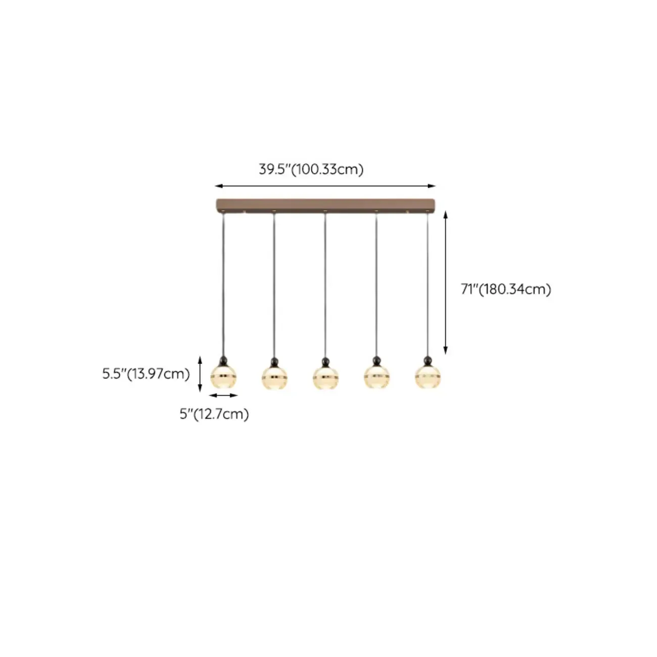 Modern Gold Glass Adjustable Island Pendant Light for Dining Area #size