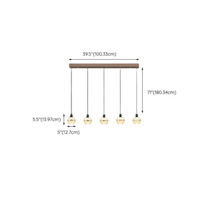 Modern Gold Glass Adjustable Island Pendant Light for Dining Area #size