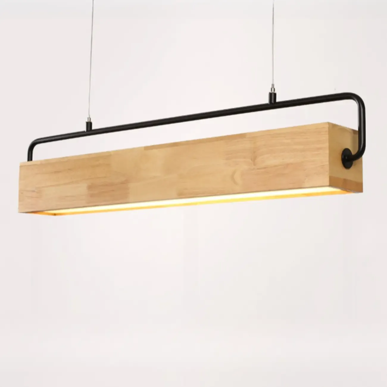Modern Wood Rectangular LED Kitchen Island Pendant Light Image - 12