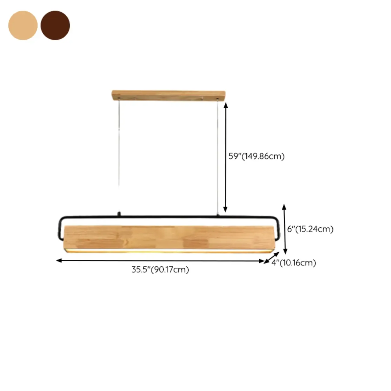 Modern Wood Rectangular LED Kitchen Island Pendant Light Image - 17