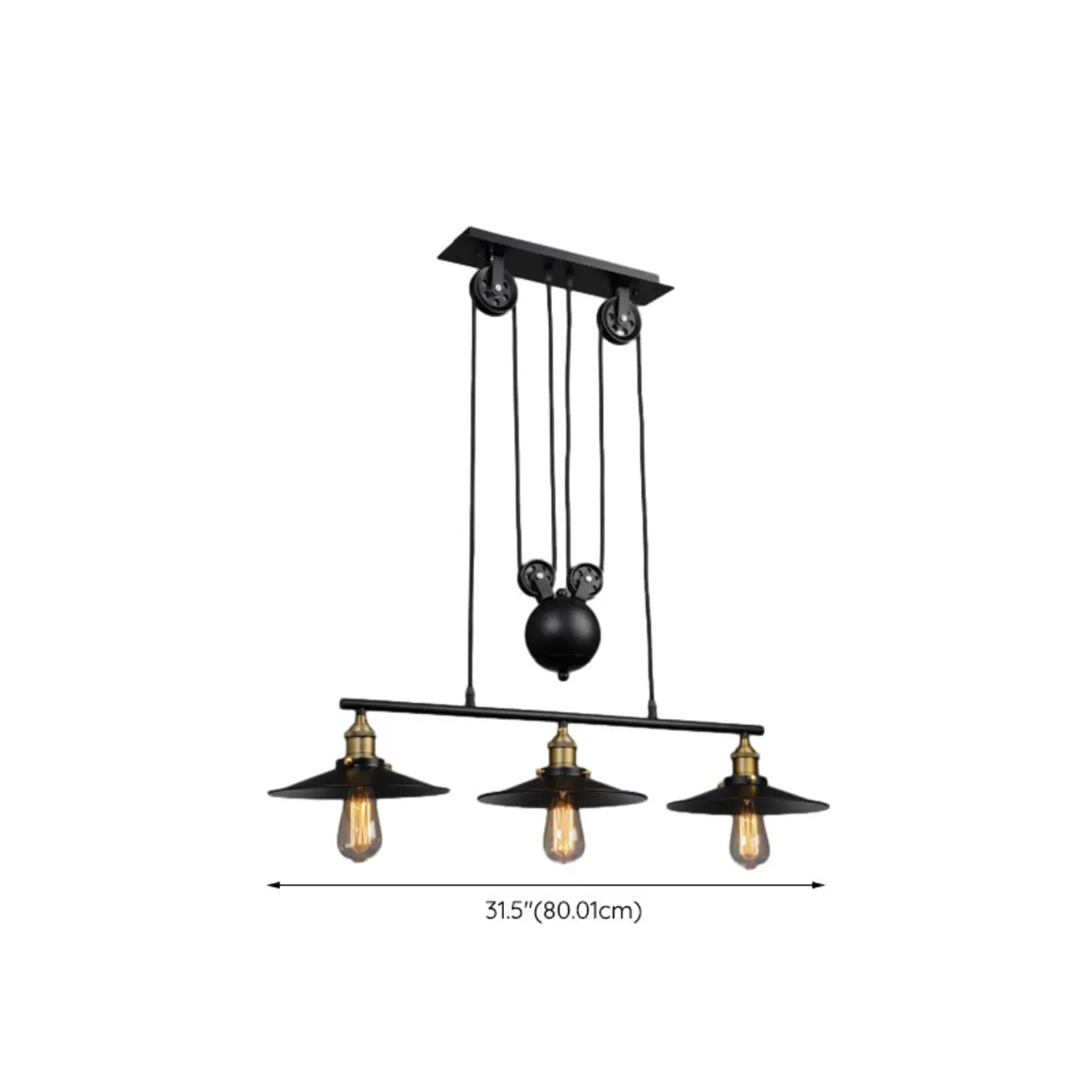 Industrial Black Cone Adjustable Island Light for Kitchen Area #size
