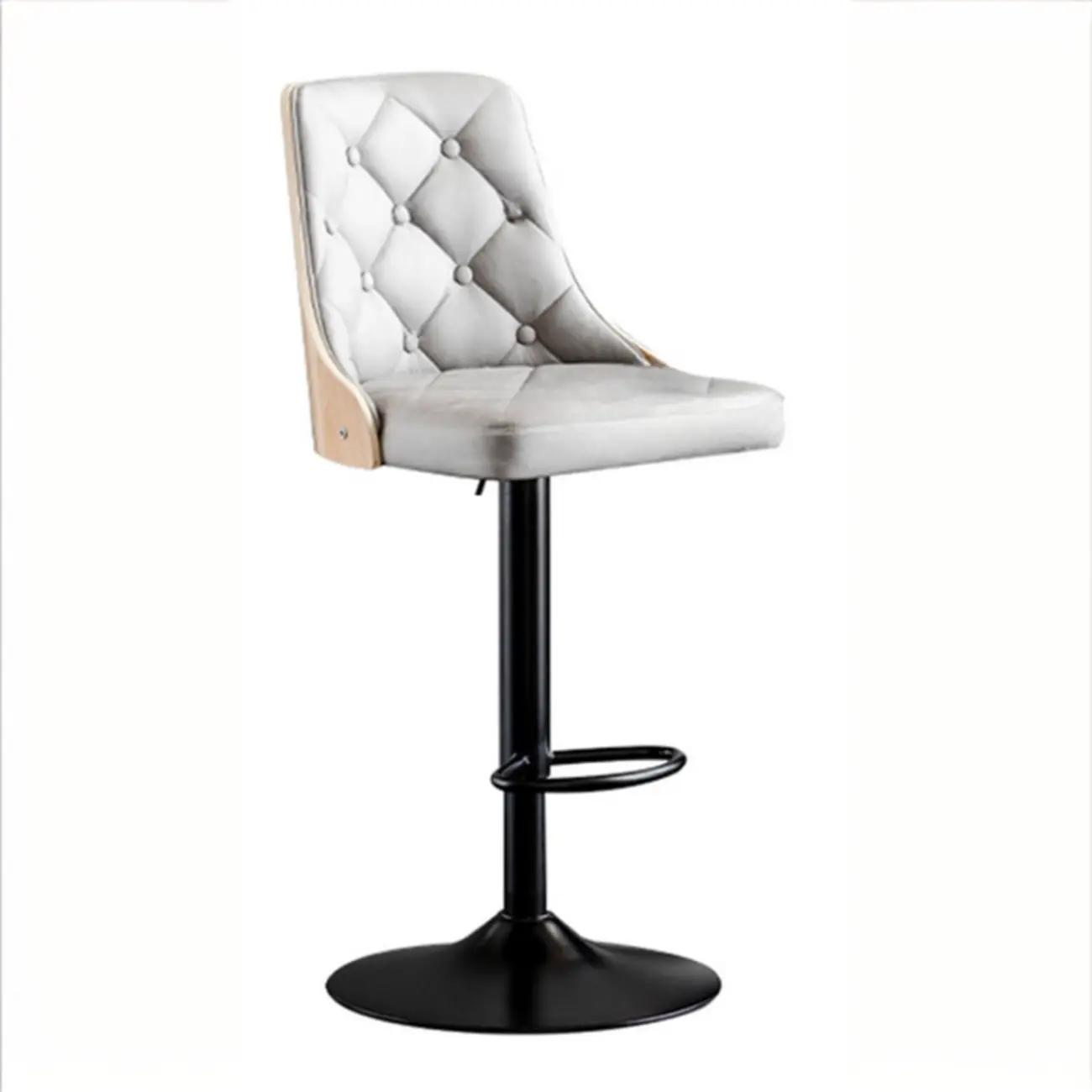 Modern Adjustable Full Back Tufted Leather Bar Stool Image - 28 | homeyfad