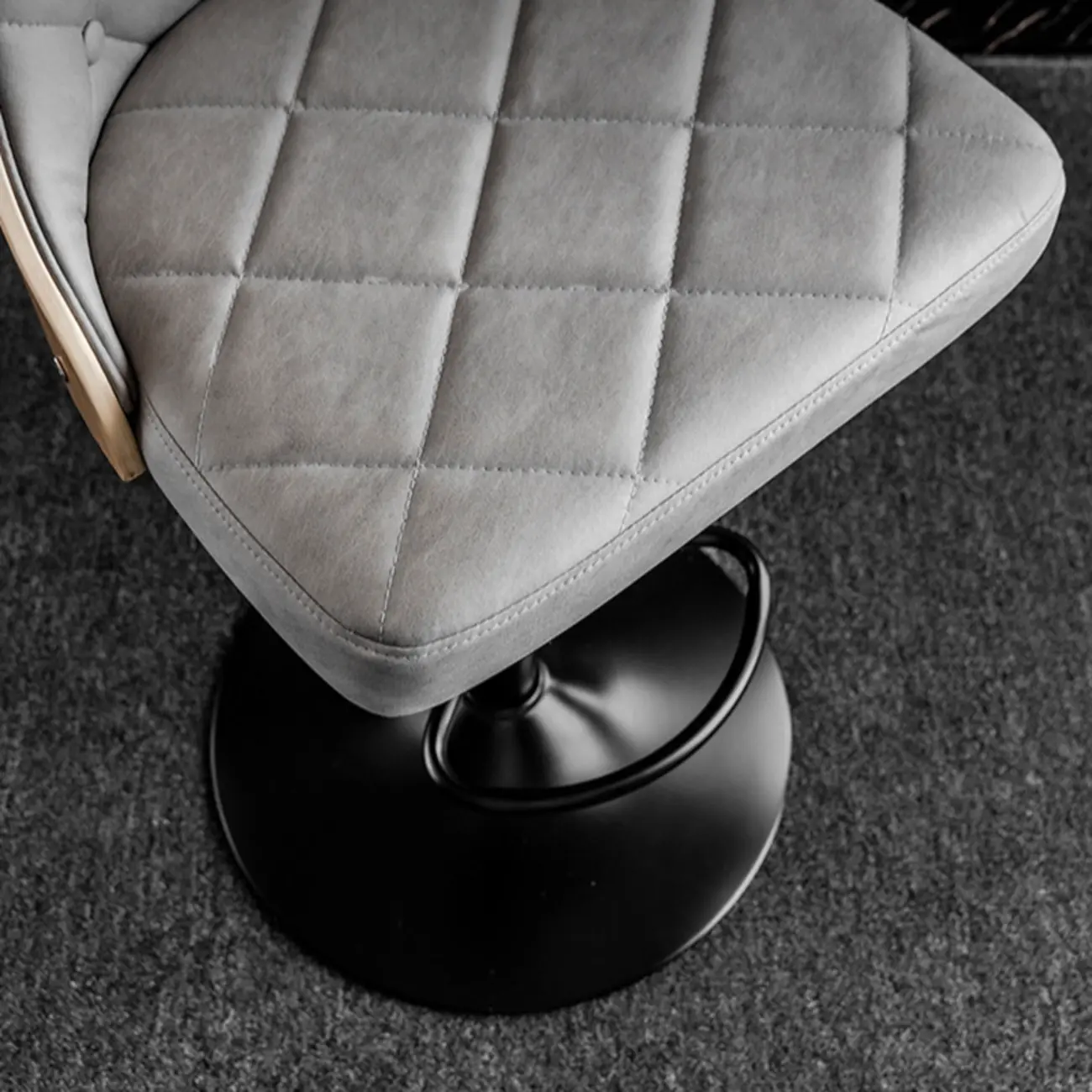 Modern Adjustable Full Back Tufted Leather Bar Stool Image - 7 | homeyfad