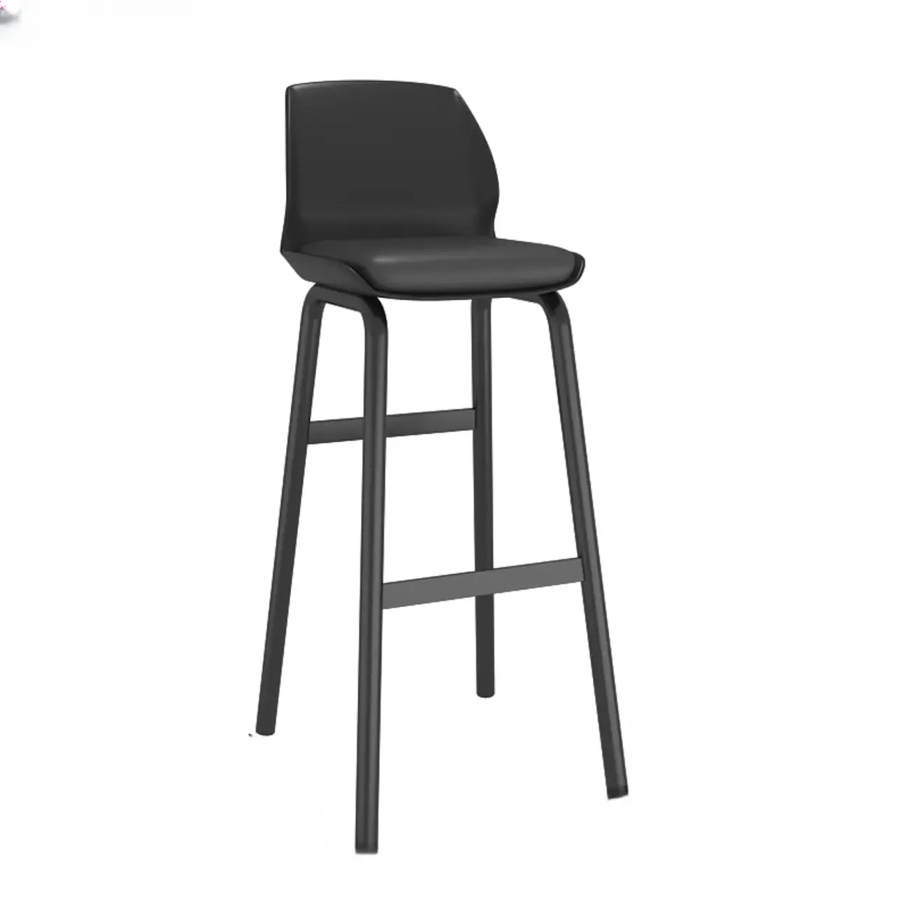 Stylish Rectangular Faux Leather Metal Cafe Bar Stools Image - 5