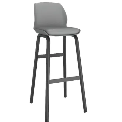 Stylish Rectangular Faux Leather Metal Cafe Bar Stools Image - 8