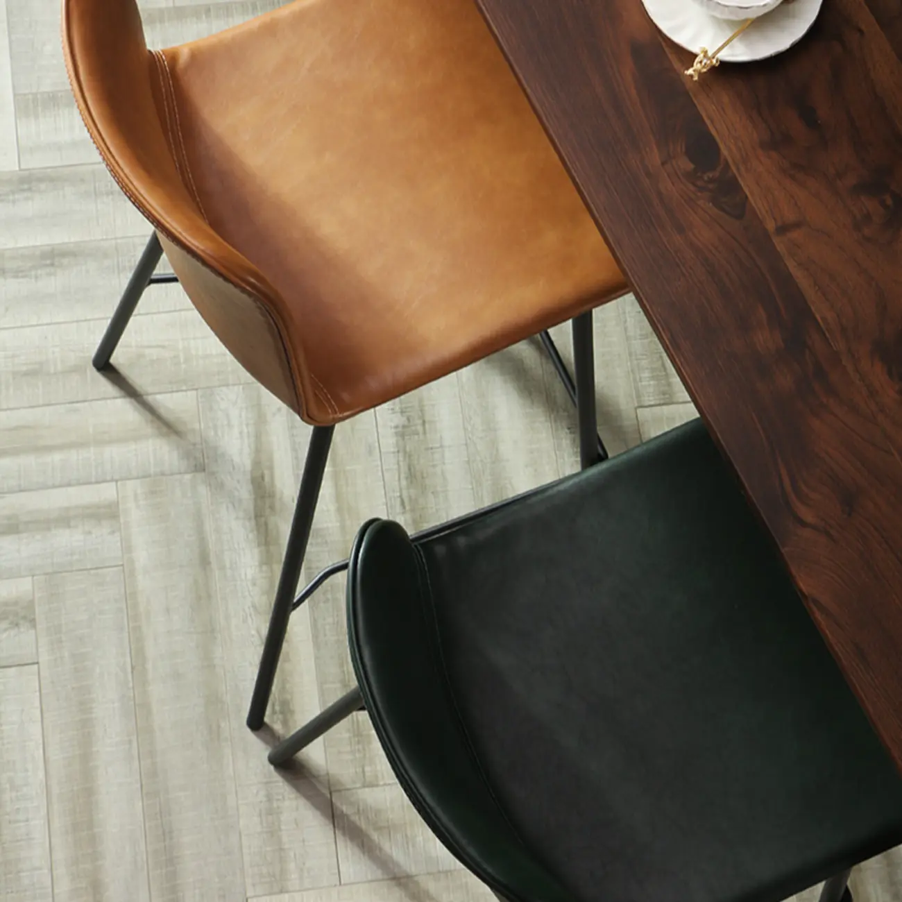 Industrial Metal Frame Leather Bar Stool with Footrest Image - 7 | homeyfad