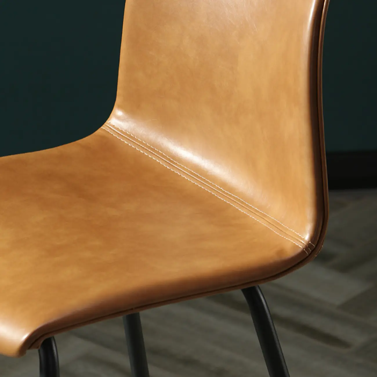 Industrial Metal Frame Leather Bar Stool with Footrest Image - 14 | homeyfad