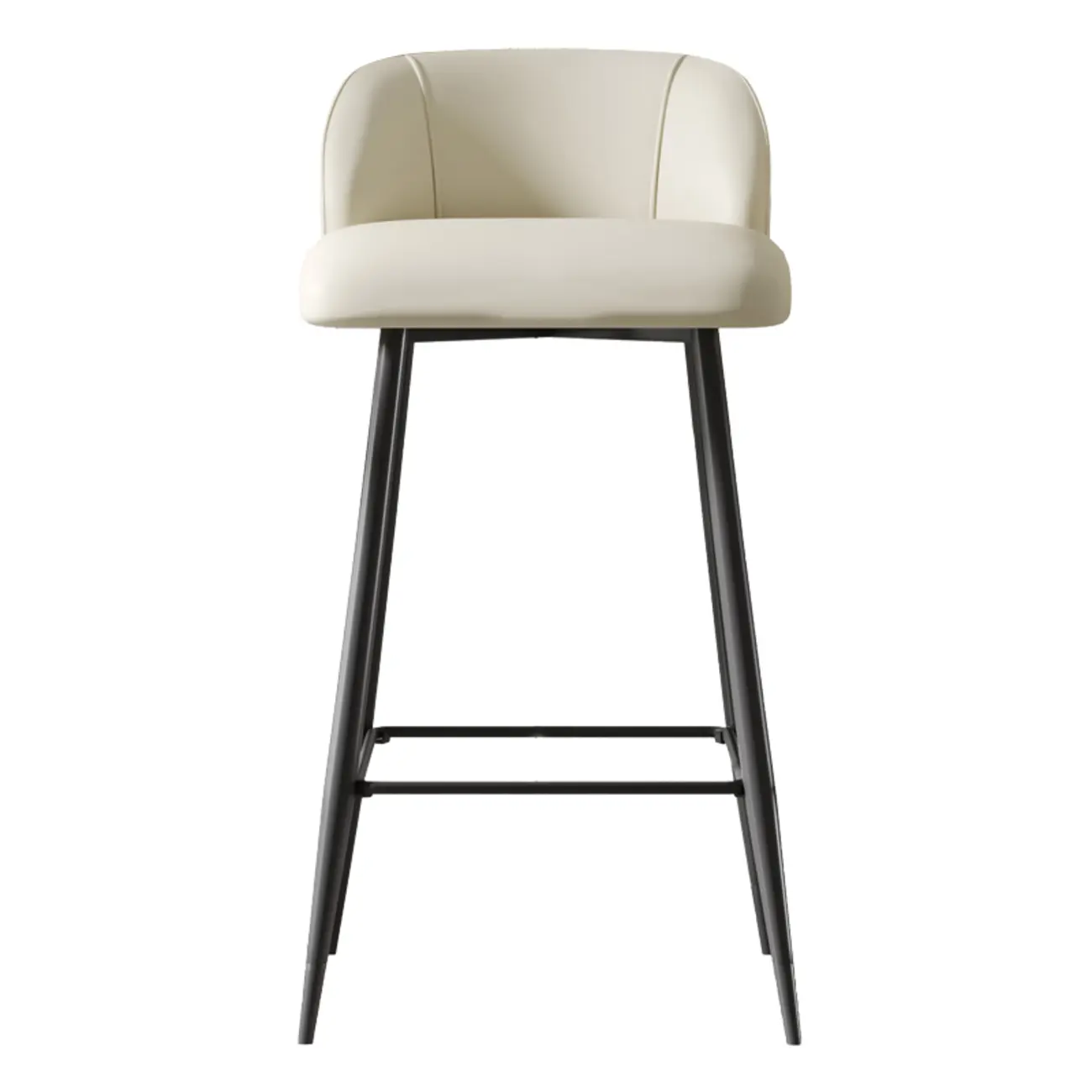 Orange Leather Footrest Low Back Upholstered Bar Stool Image - 6 | homeyfad