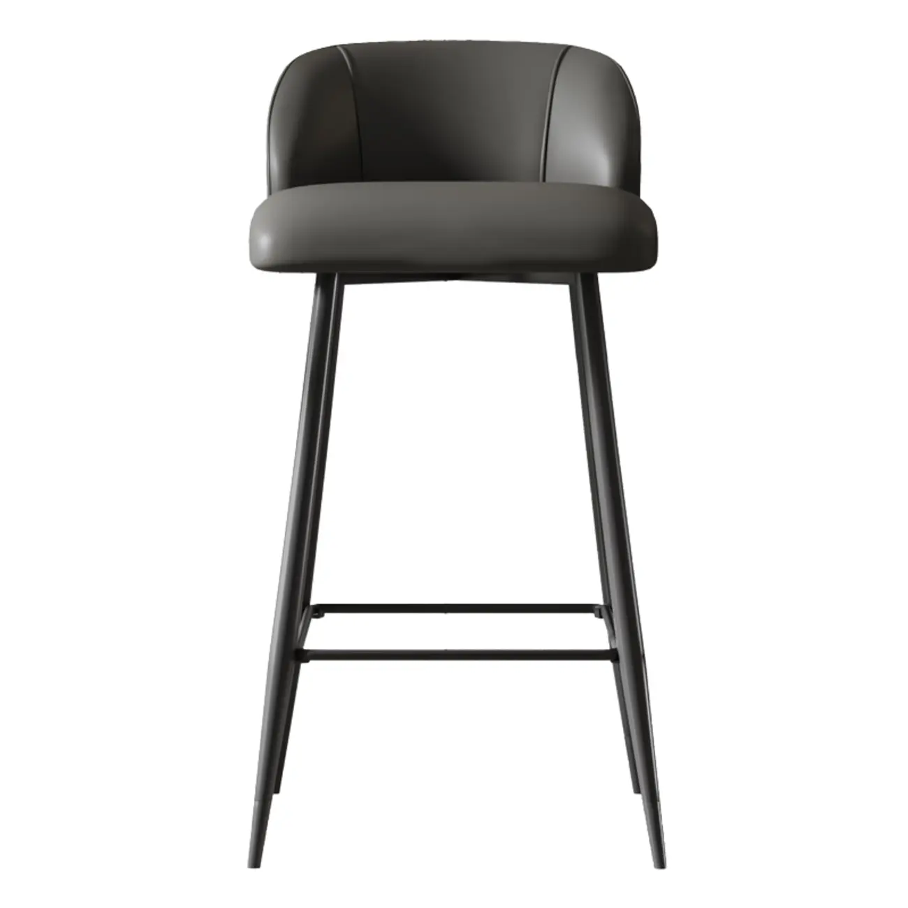 Orange Leather Footrest Low Back Upholstered Bar Stool Image - 8 | homeyfad