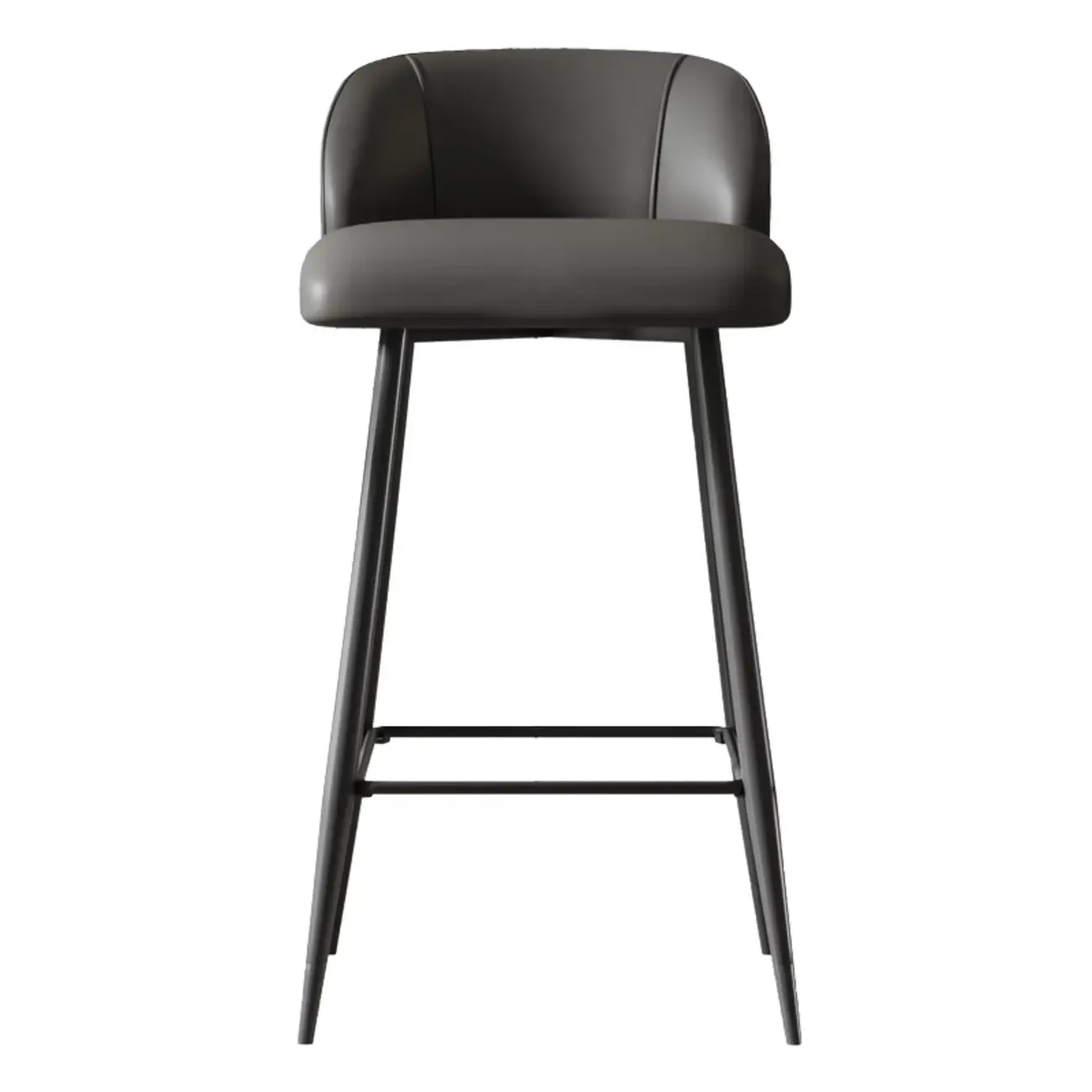 Orange Leather Footrest Low Back Upholstered Bar Stool Image - 8